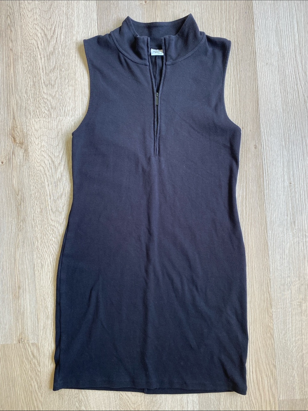 Sunday Best Aritzia Black Half Zip Mock Neck Mini Dress Size Large - Picture 2 of 9